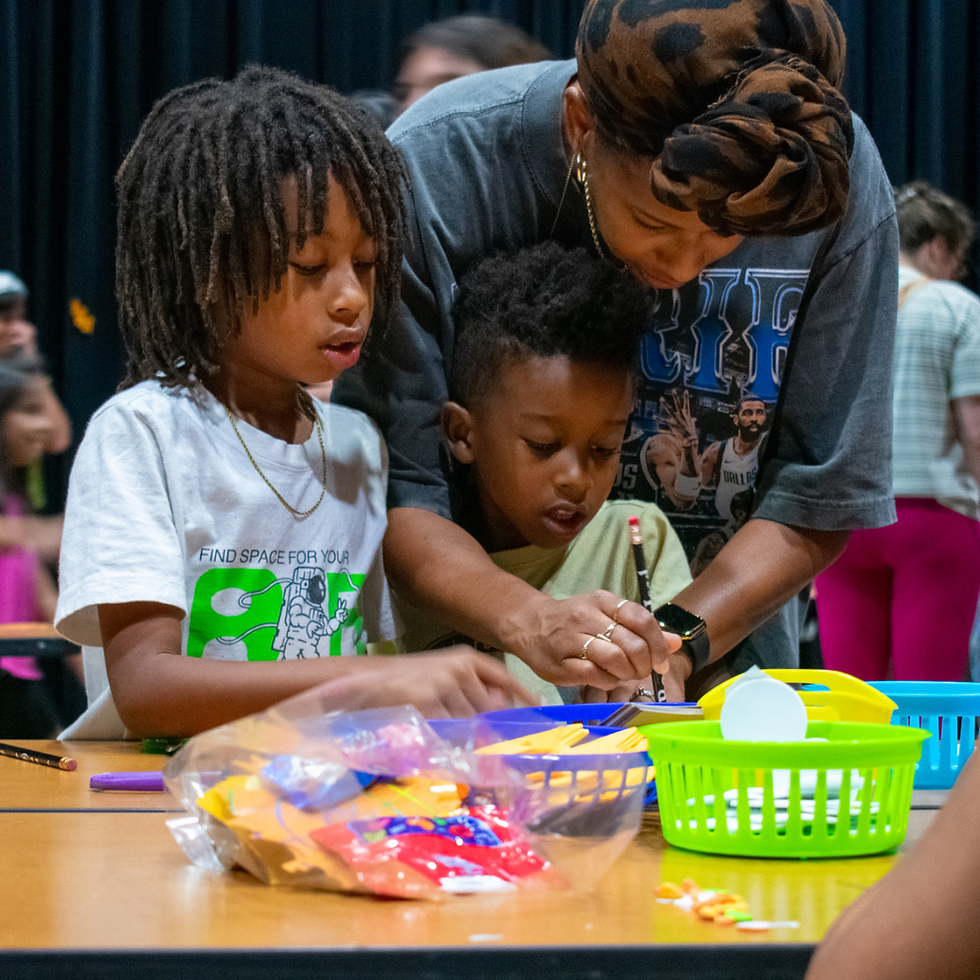 Family working on a craft project together